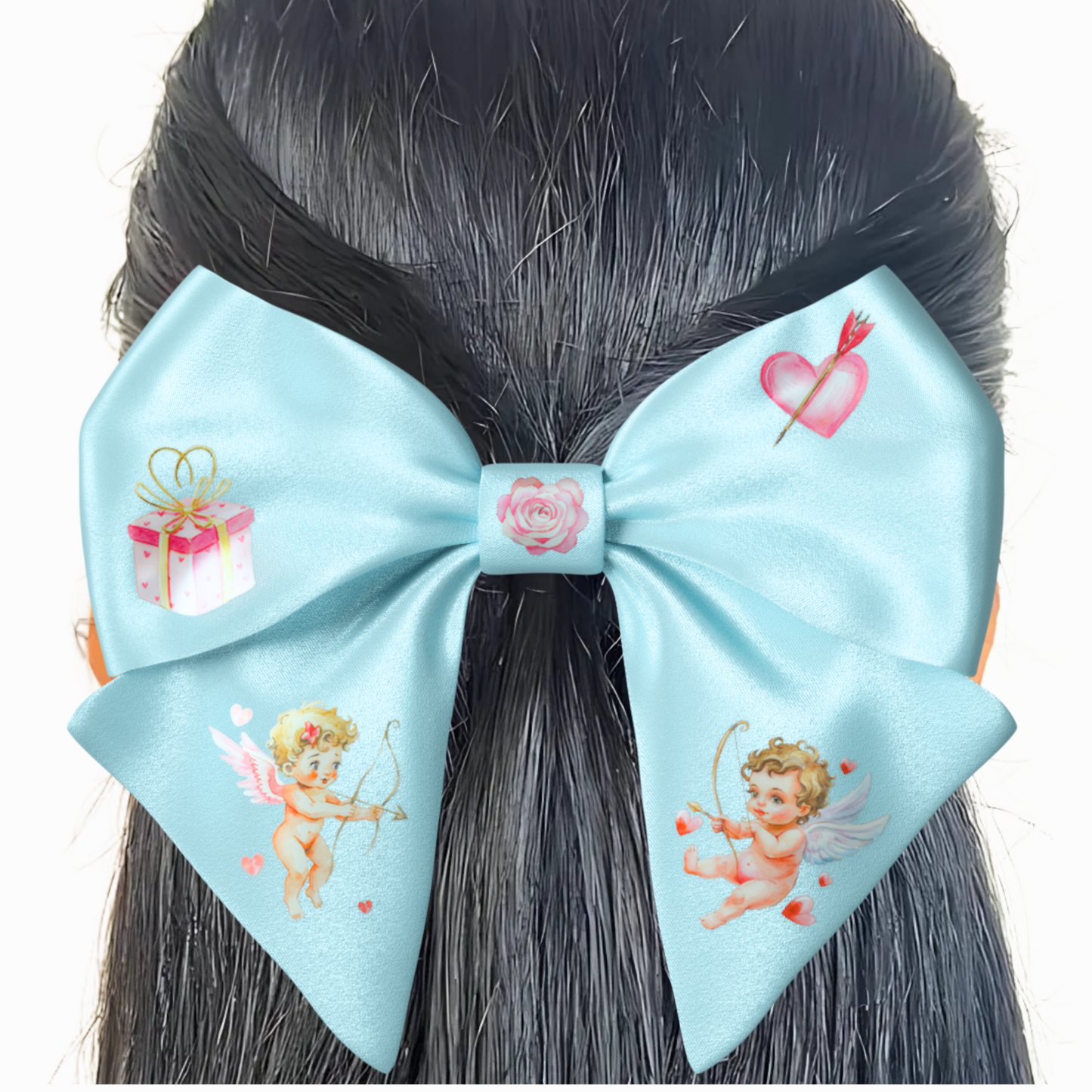 Blue Bow hair clip. Valentine's Day collection