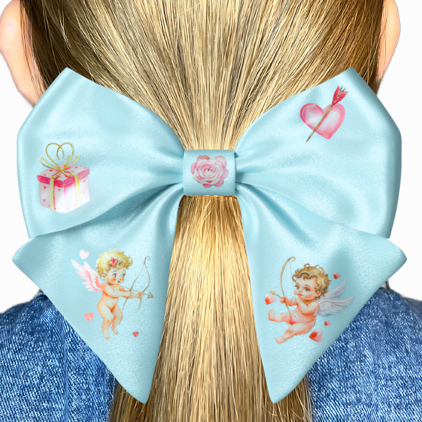 Blue Bow hair clip. Valentine's Day collection