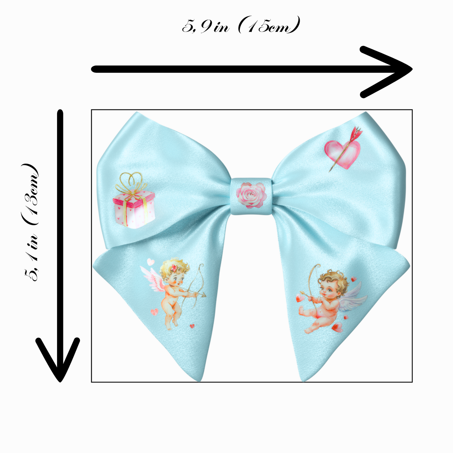 Blue Bow hair clip. Valentine's Day collection