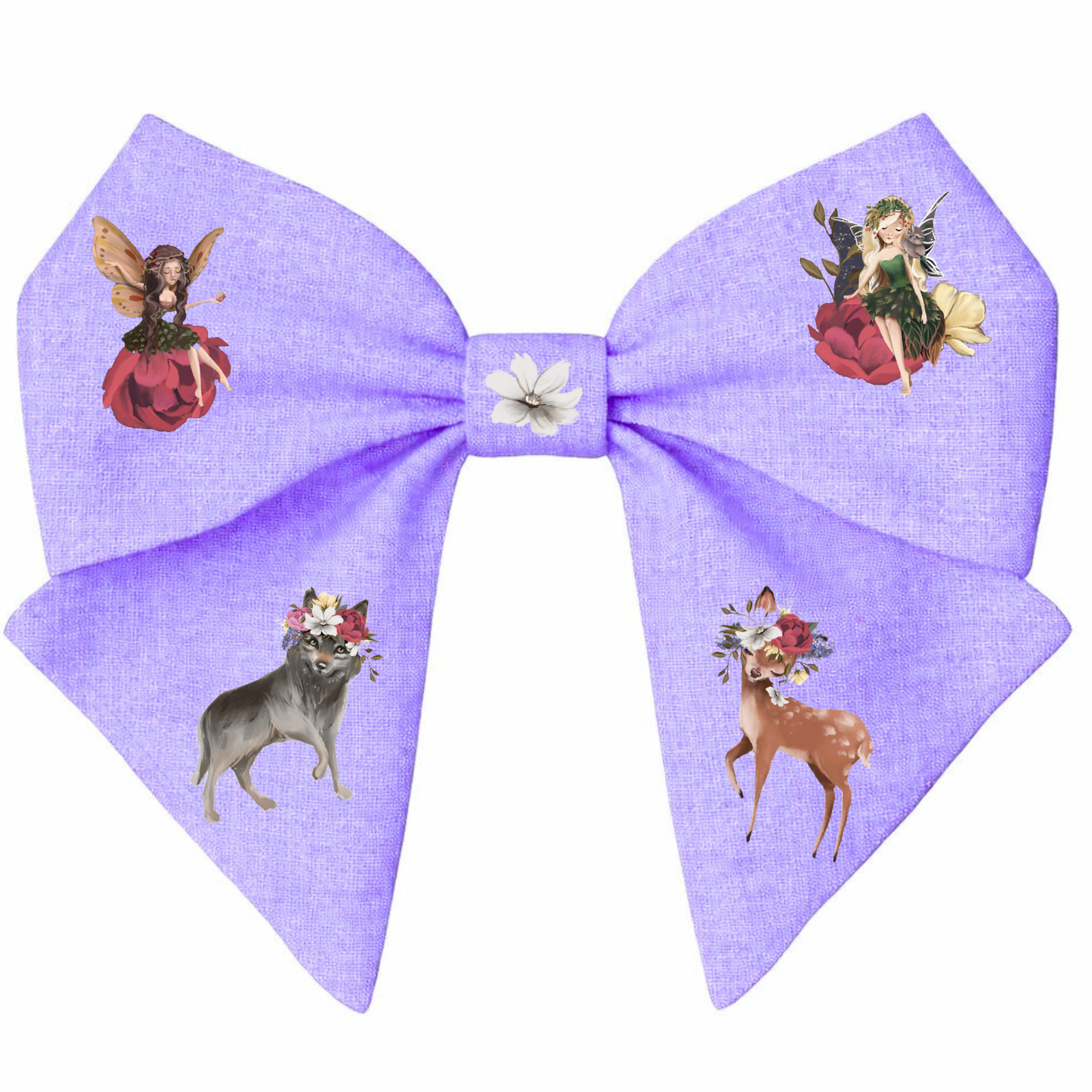 Hair Bow. Enchanted Forest. Designer Fabrics