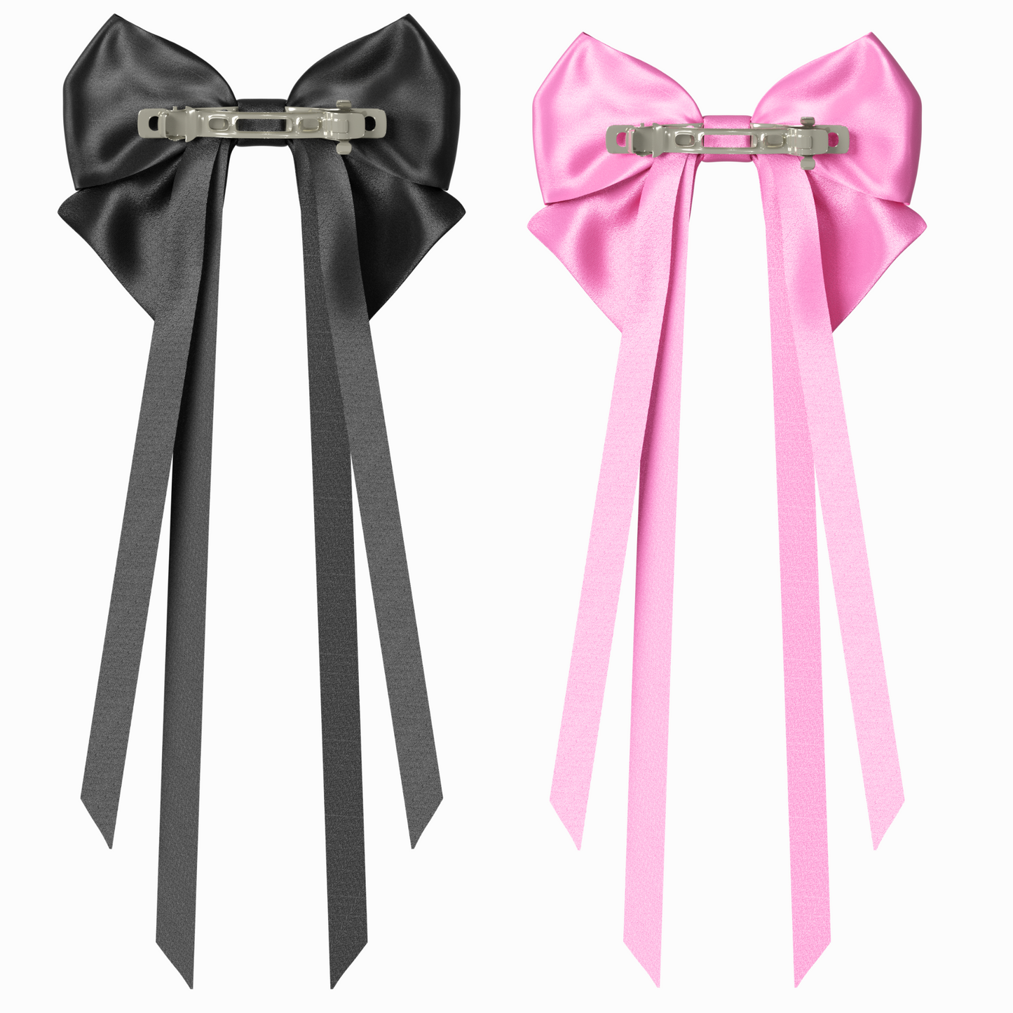 Bows hair clips ribbons 2pcs set. EMO Gothic style Emogirl Goth