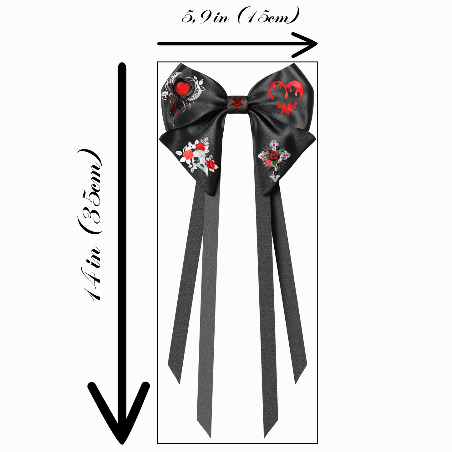 Bows hair clips ribbons 2pcs set. EMO Gothic style Emogirl Goth