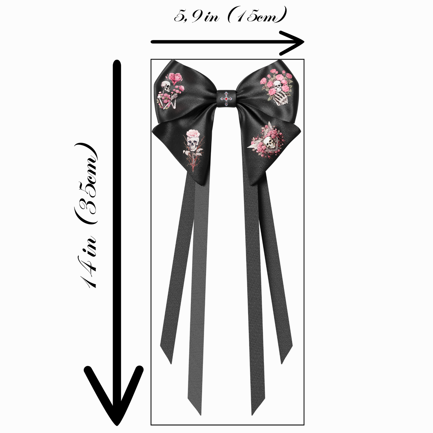 Bows hair clips ribbons 2pcs set. EMO Gothic style Emogirl Goth