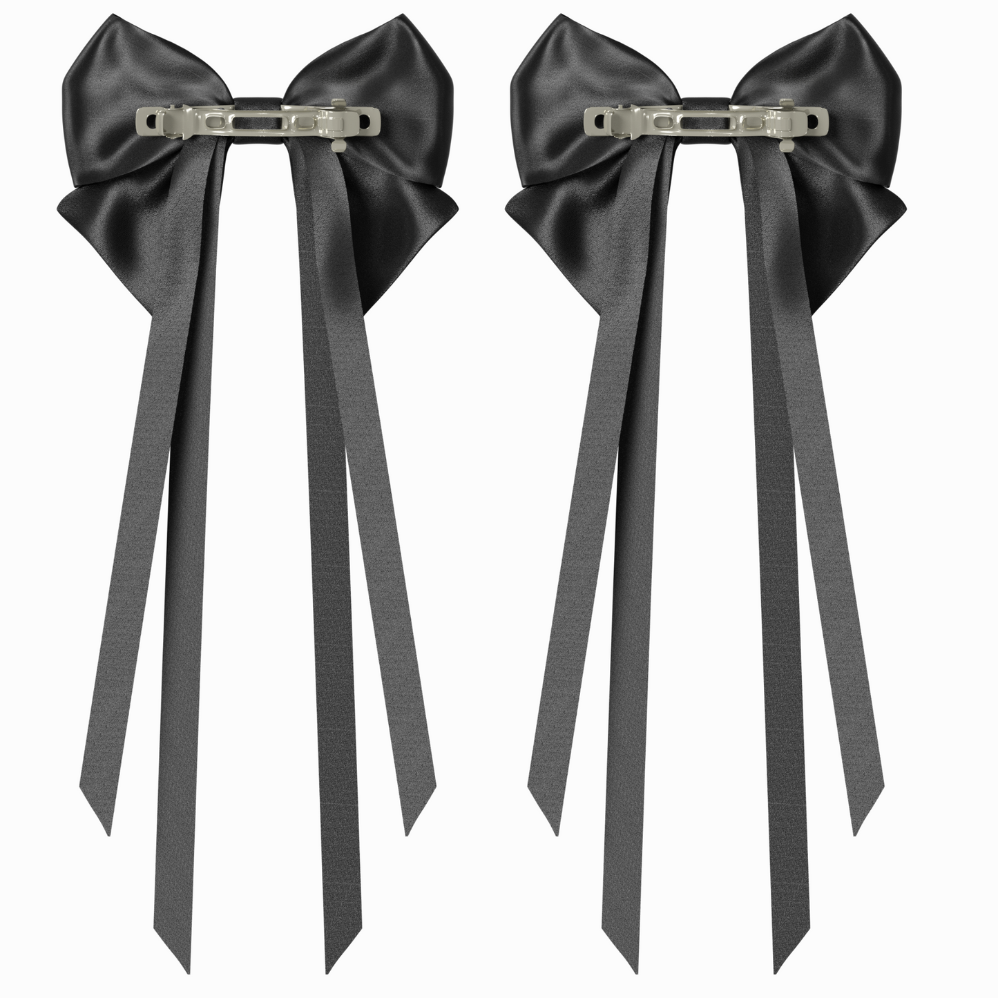 Bows hair clips ribbons 2pcs set. EMO Gothic style Emogirl Goth