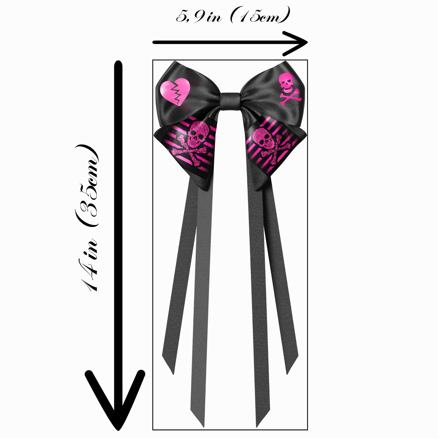 Bows hair clips ribbons 2pcs set. EMO Gothic style Emogirl Goth