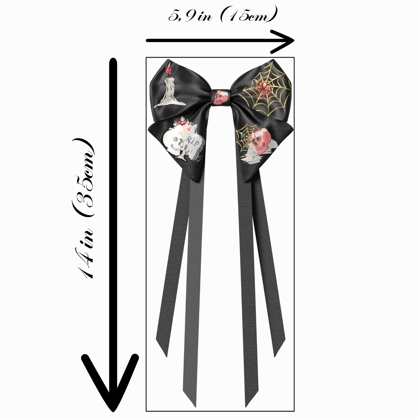 Bows hair clips ribbons 2pcs set. EMO Gothic style Emogirl Goth