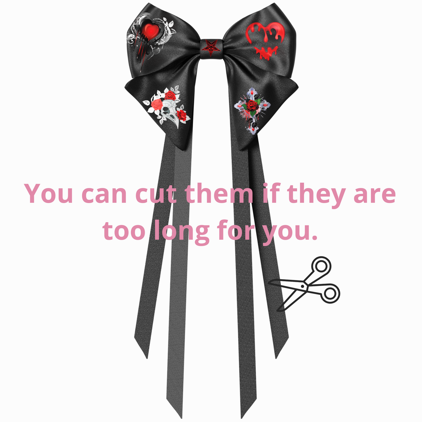 Bows hair clips ribbons 2pcs set. EMO Gothic style Emogirl Goth