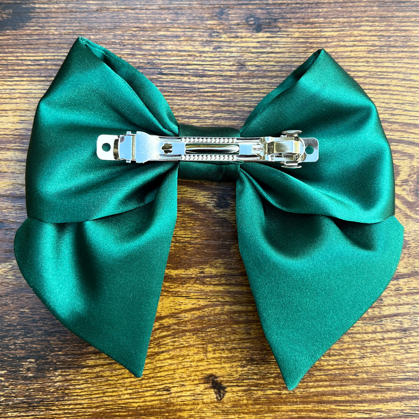 Bow Navy Green Satin Roses & Pearls