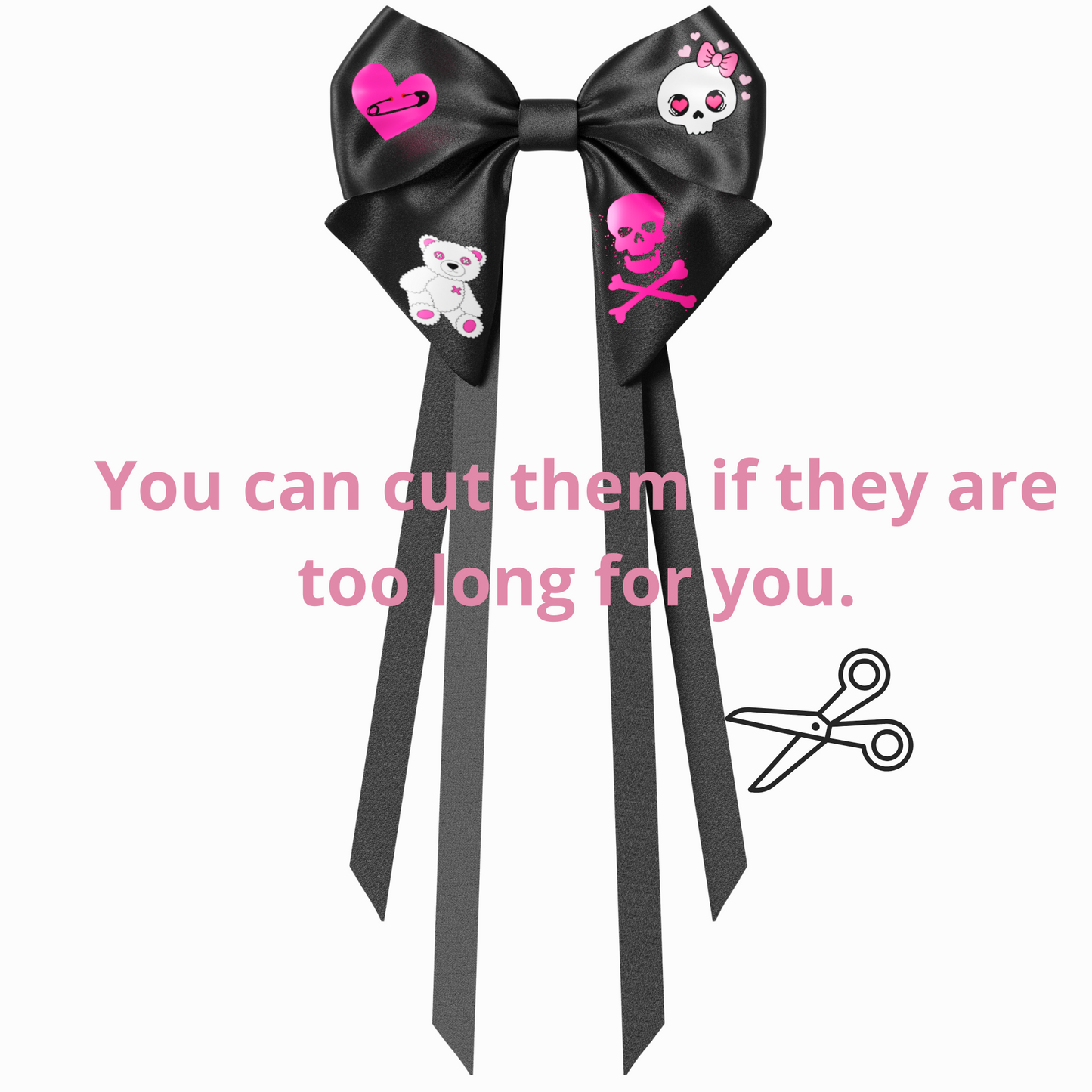 Bows hair clips ribbons 2pcs set. EMO Gothic style Emogirl Goth