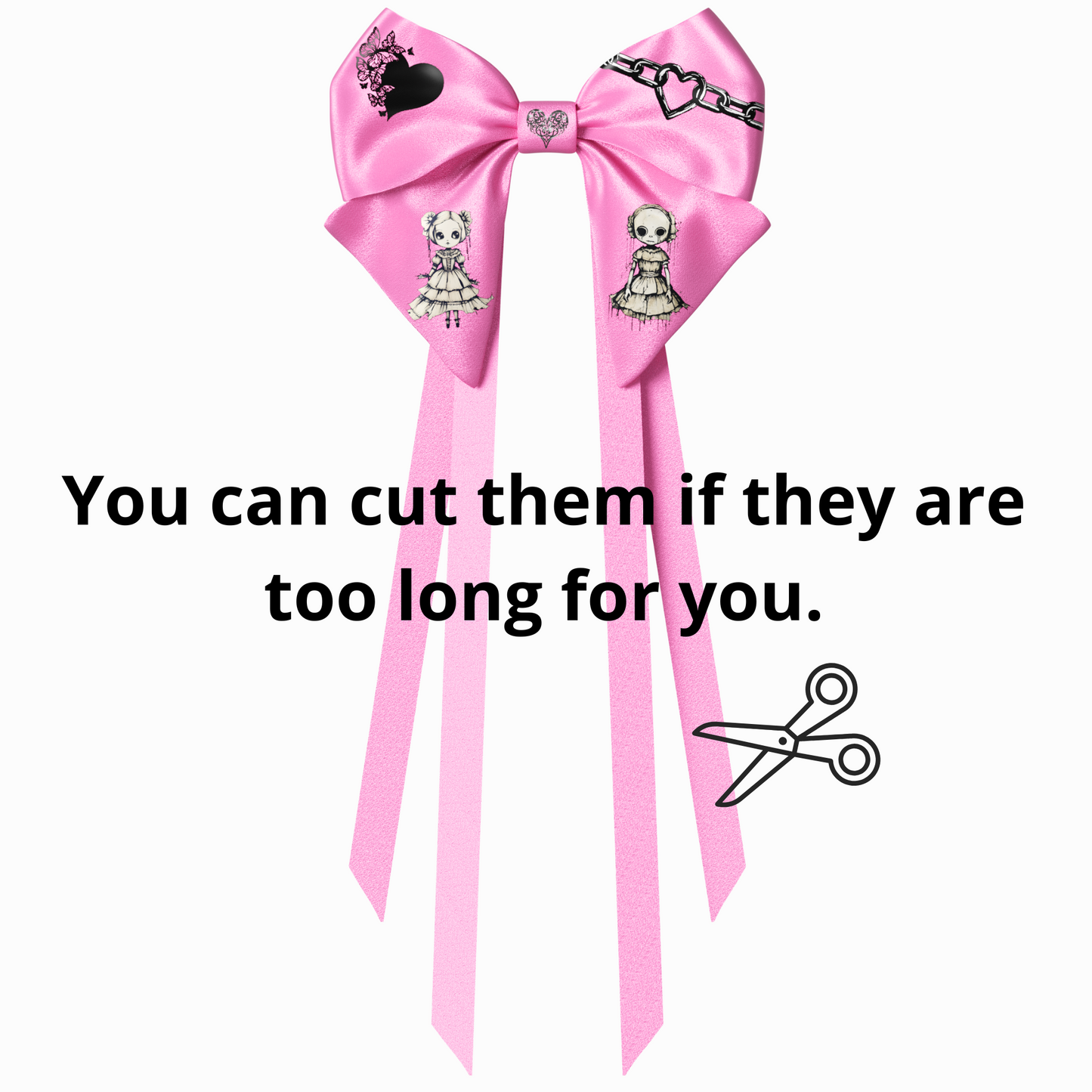 Bows hair clips ribbons 2pcs set. EMO Gothic style Emogirl Goth