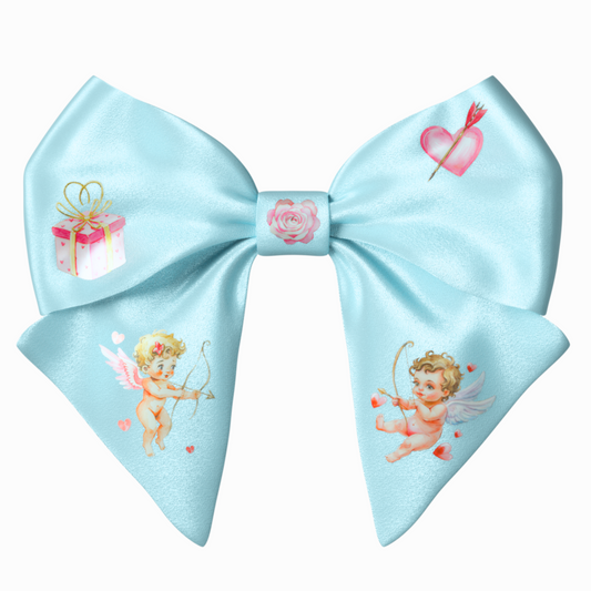 Blue Bow hair clip. Valentine's Day collection