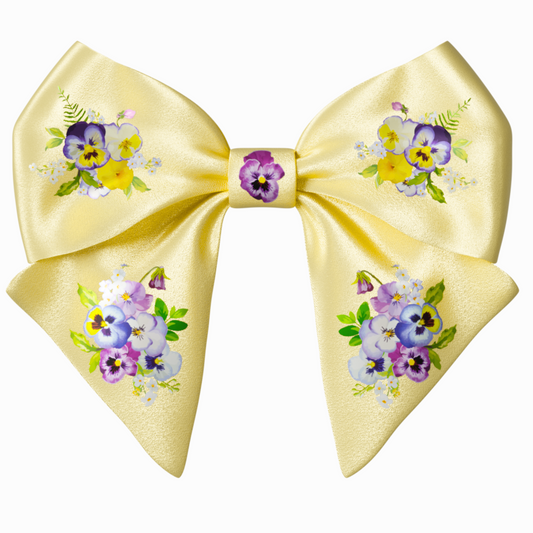 Yellow Bow hair clip. Floral collection