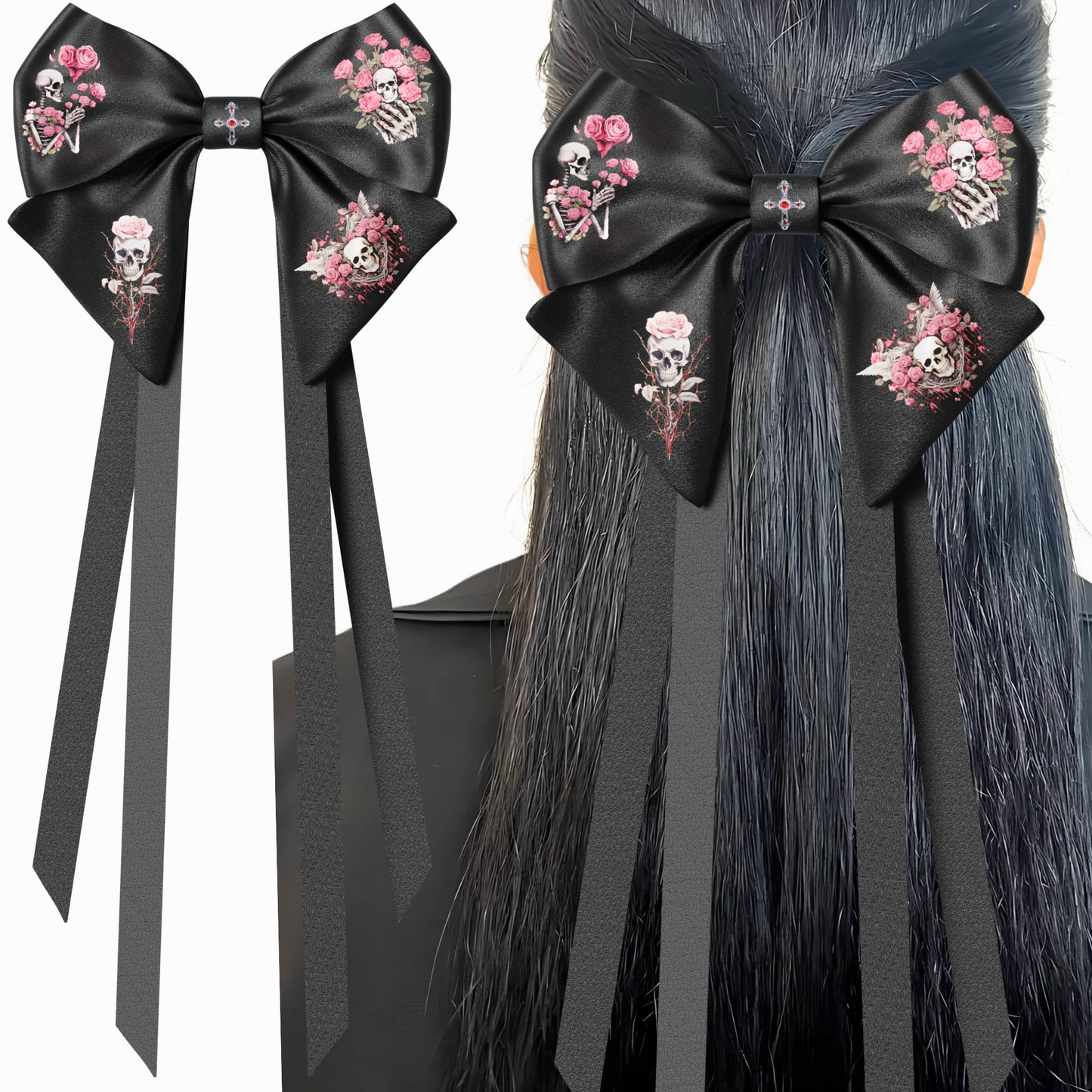 Bow hair clip Ribbons. Gothic style