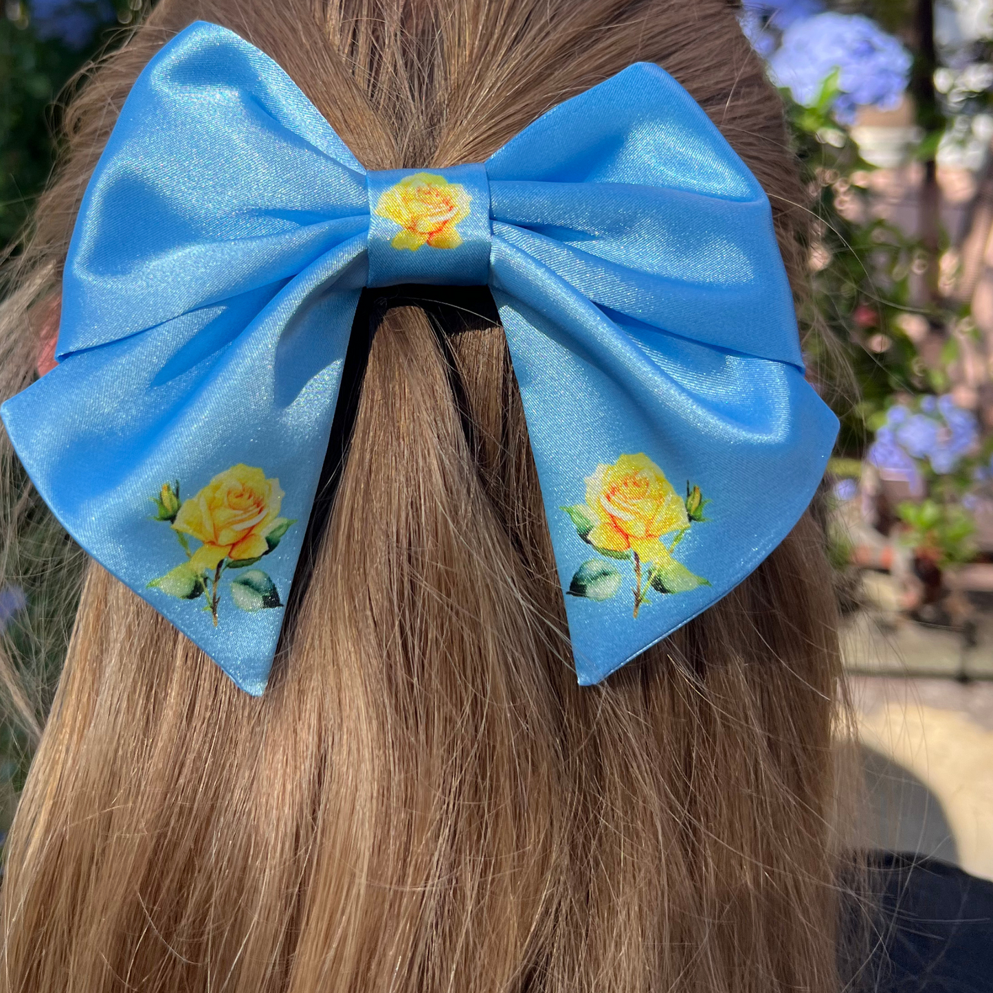 Blue Bow hair clip. Floral collection