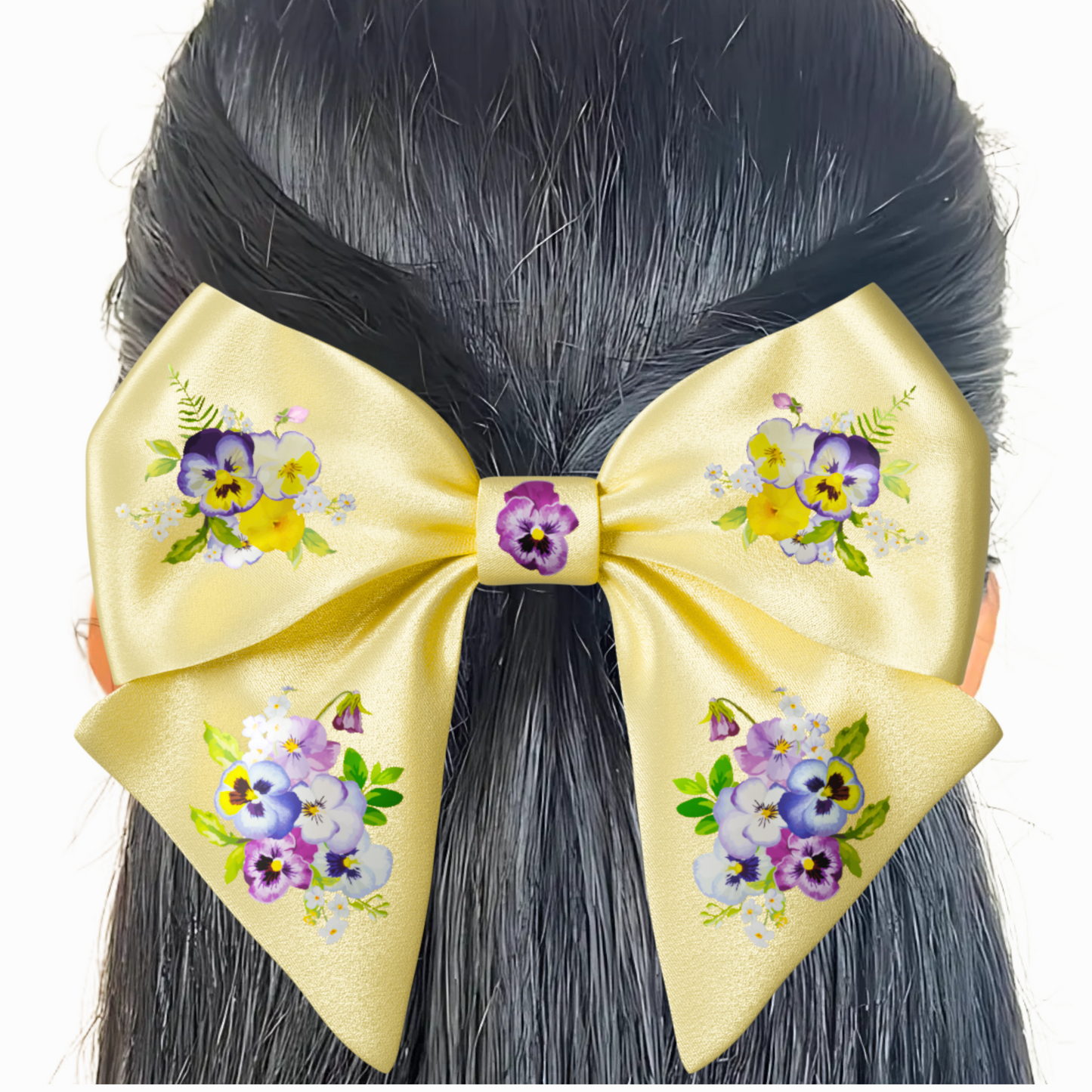 Yellow Bow hair clip. Floral collection