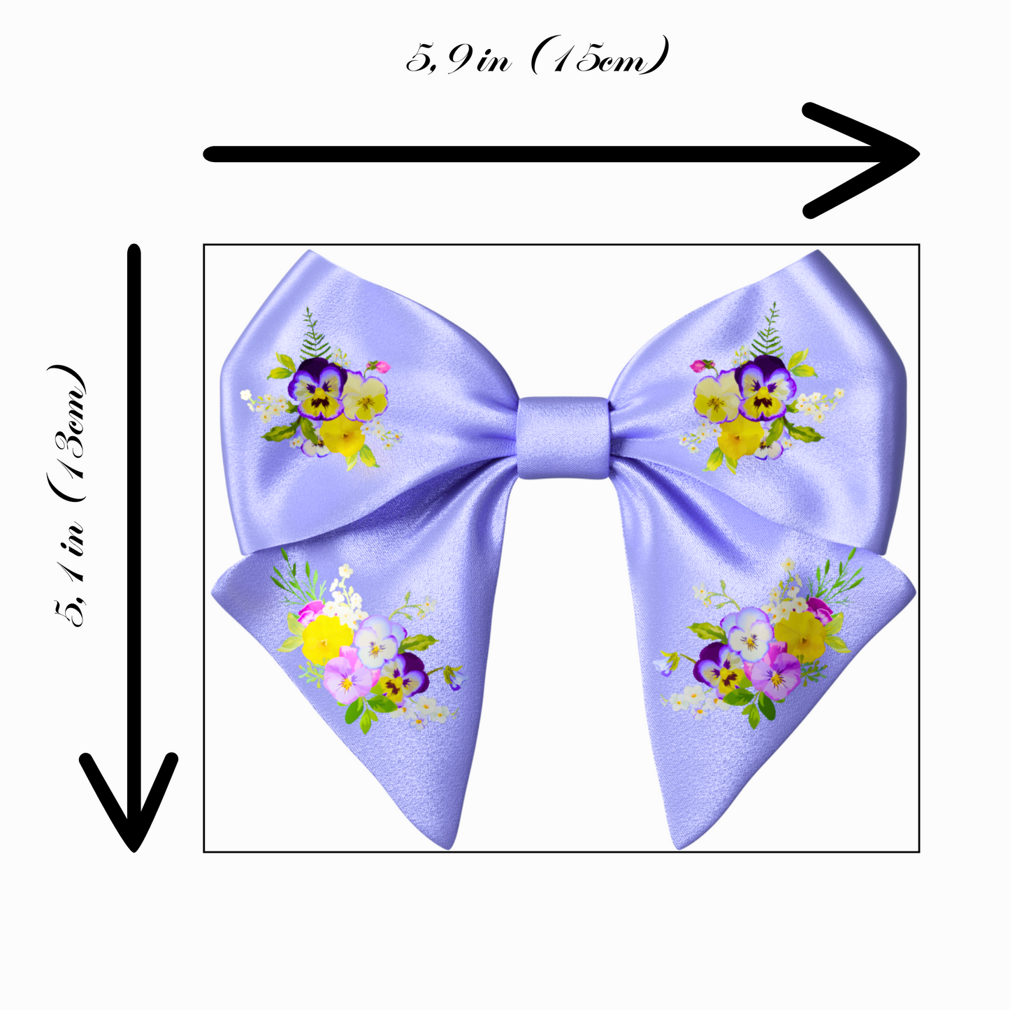 Blue Bow hair clip. Floral collection