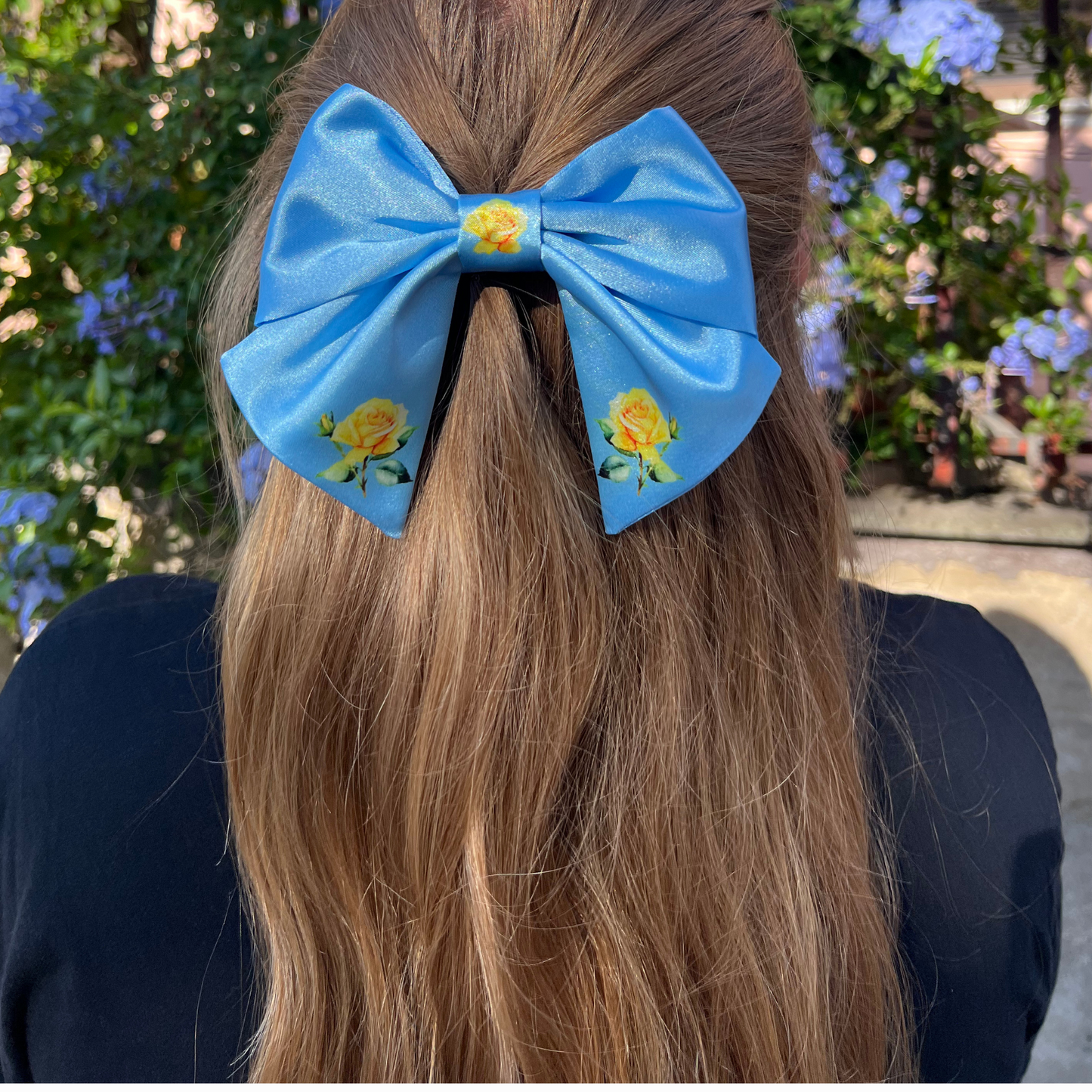 Blue Bow hair clip. Floral collection