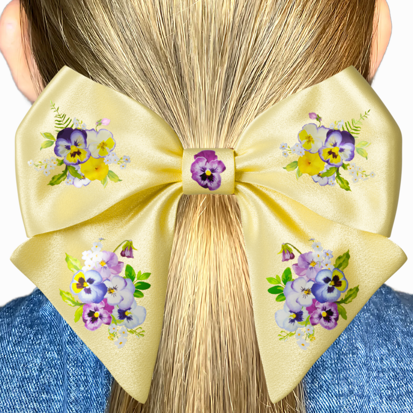 Yellow Bow hair clip. Floral collection