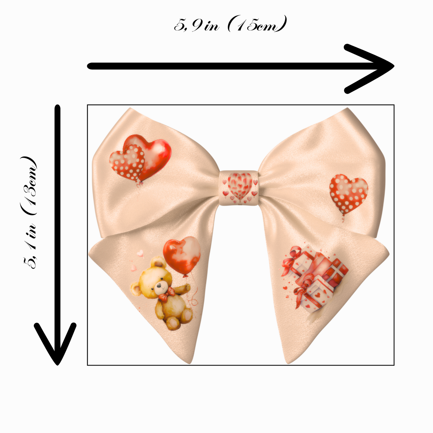 Pink Bow hair clip. Valentine's Day collection