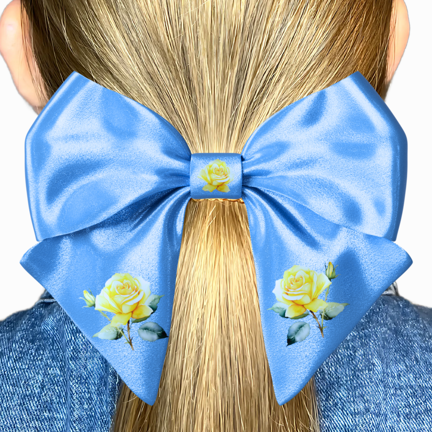 Blue Bow hair clip. Floral collection