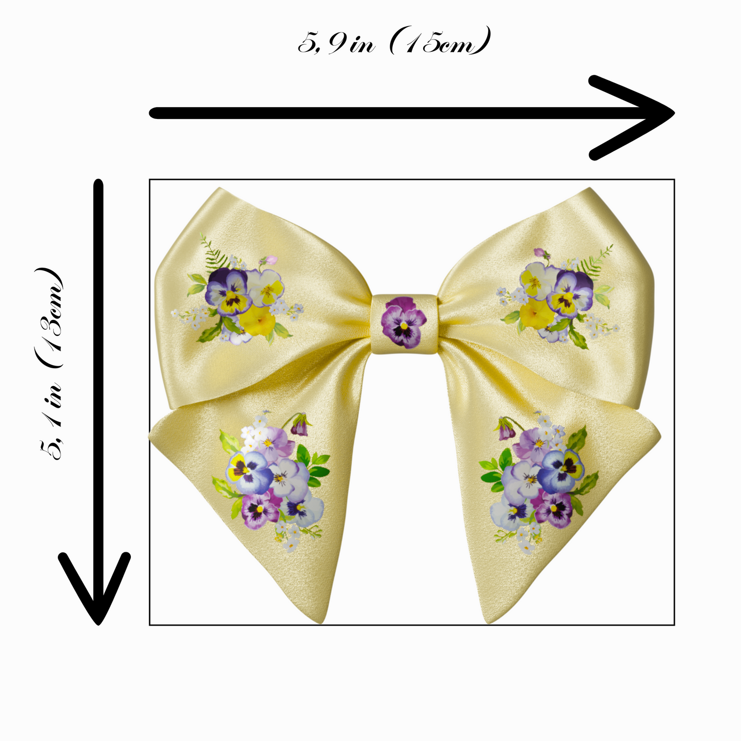 Yellow Bow hair clip. Floral collection