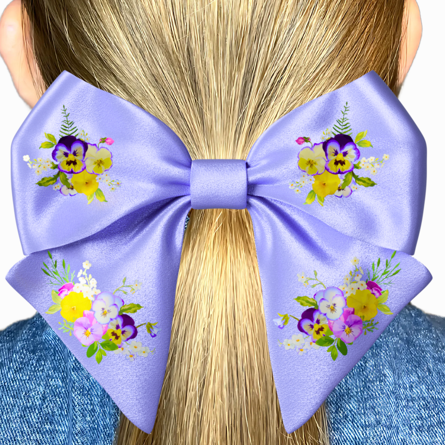 Blue Bow hair clip. Floral collection