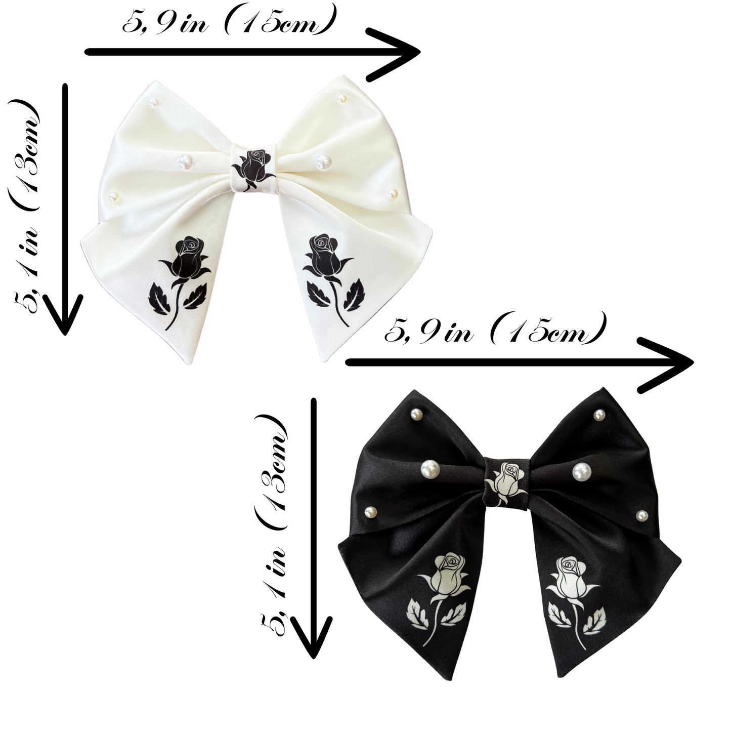 Black & White Satin Bow Set