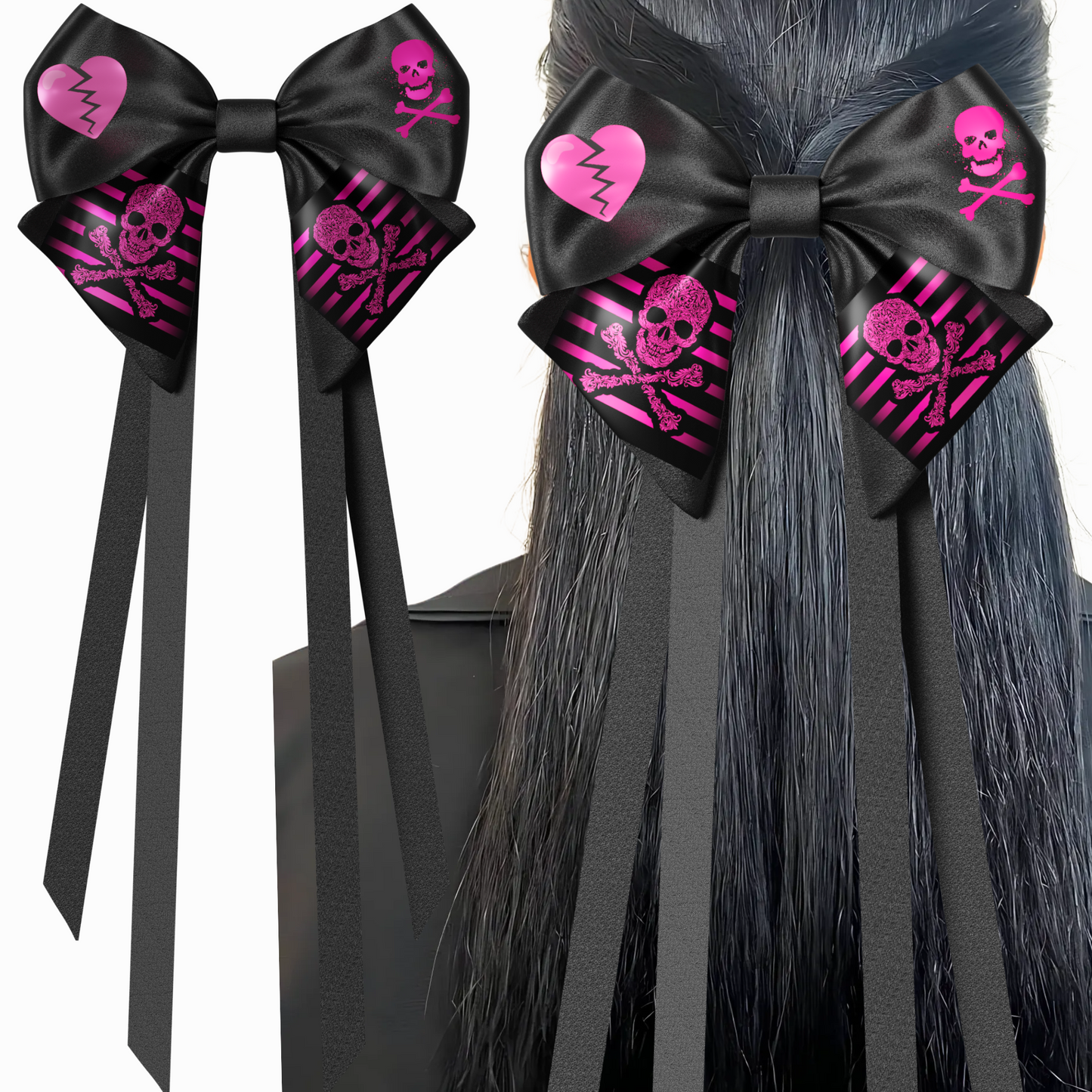 Bow hair clip ribbons. EMO style Emogirl