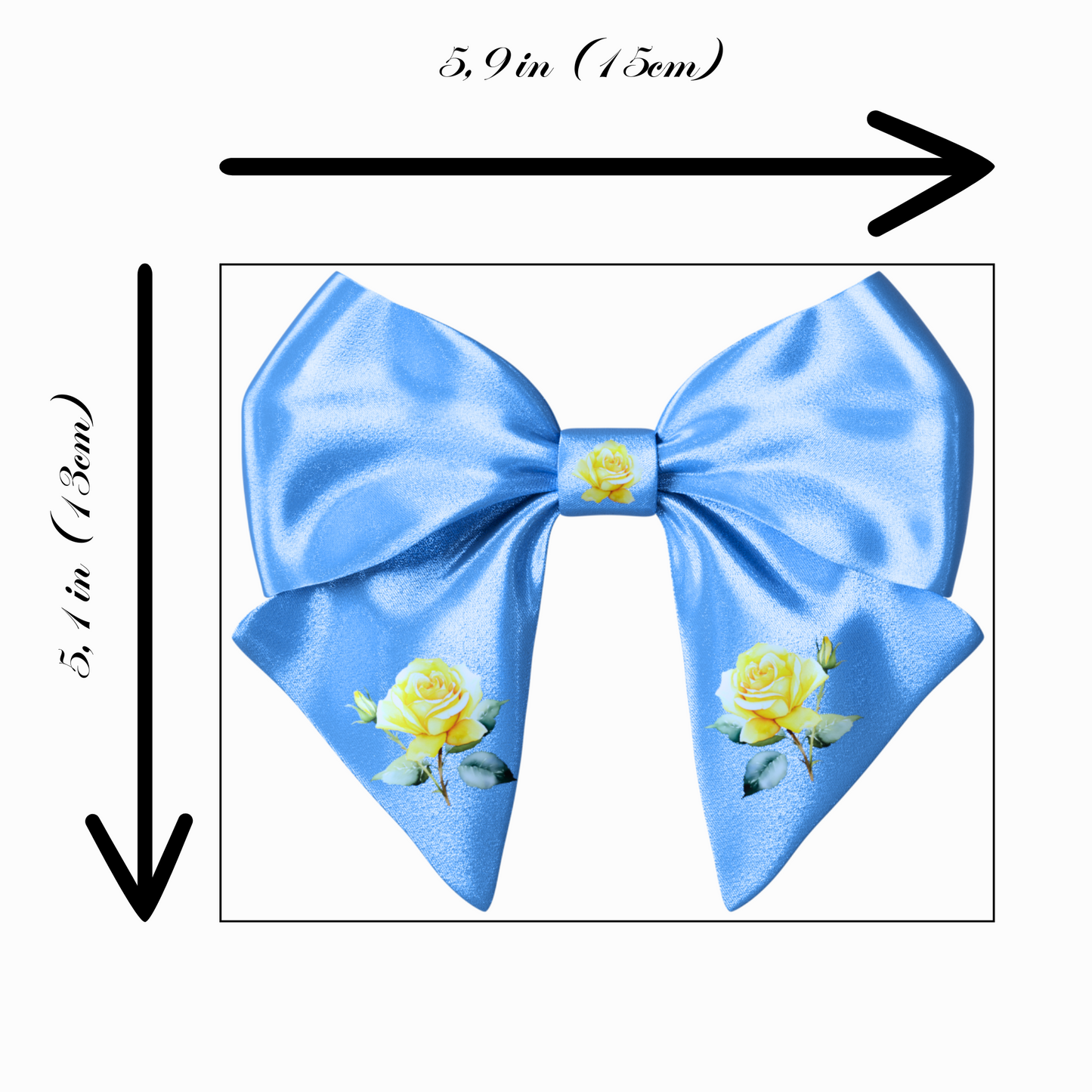 Blue Bow hair clip. Floral collection