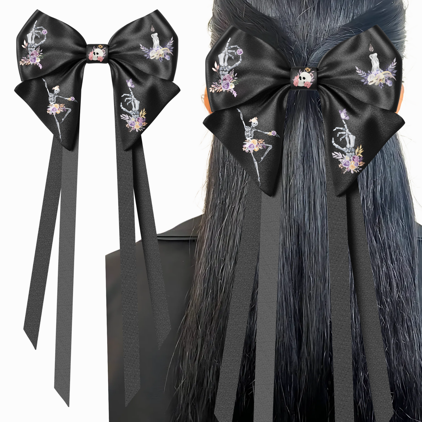 Bow hair clip Ribbons. Gothic style