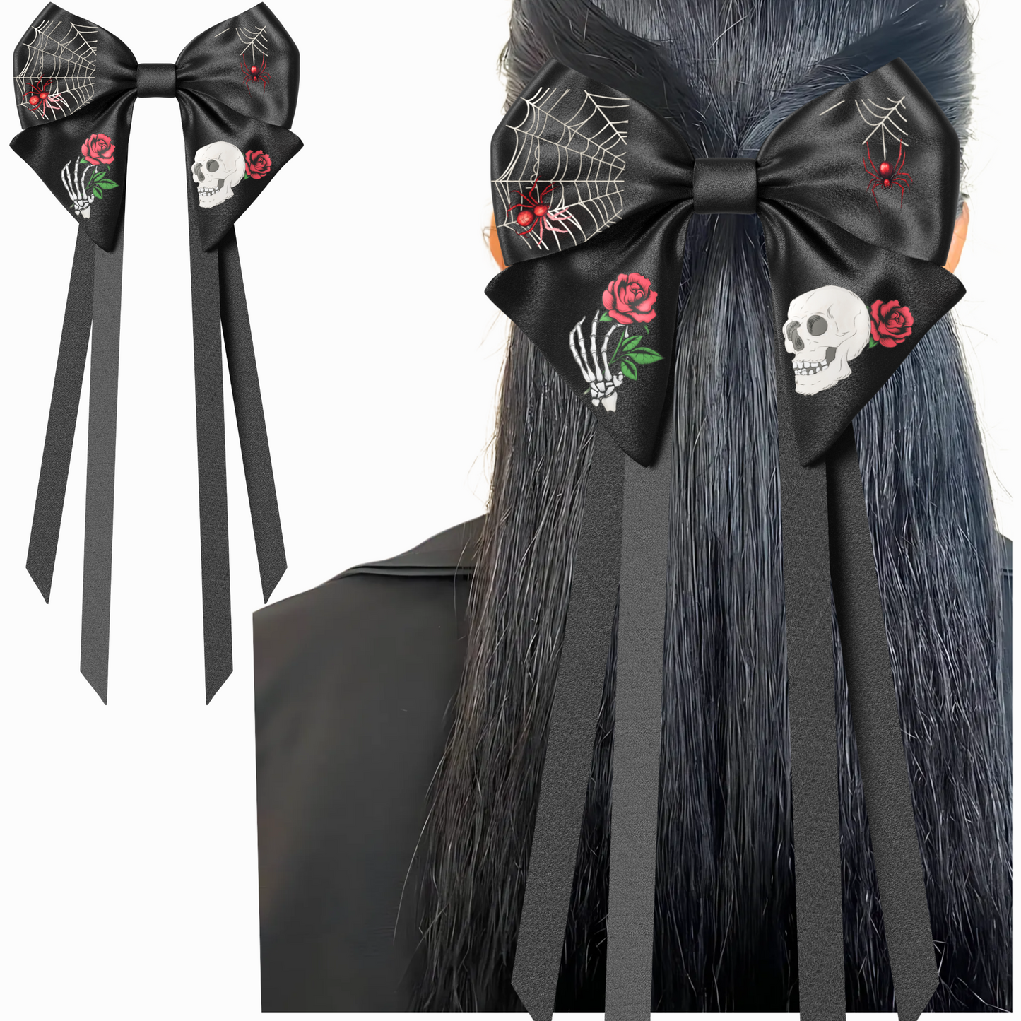 Bow hair clip Ribbons. Gothic style