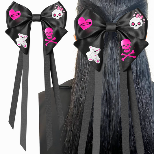 Bow hair clip ribbons. EMO style Emogirl