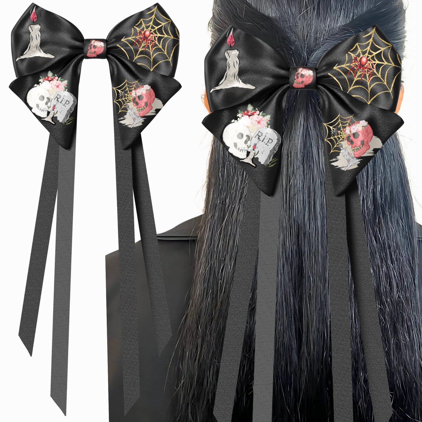 Bow hair clip Ribbons. Gothic style